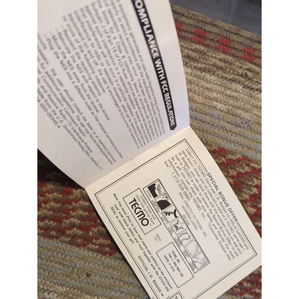 Ninja Gaiden Tecmo Nintendo NES Authentic Manual Only